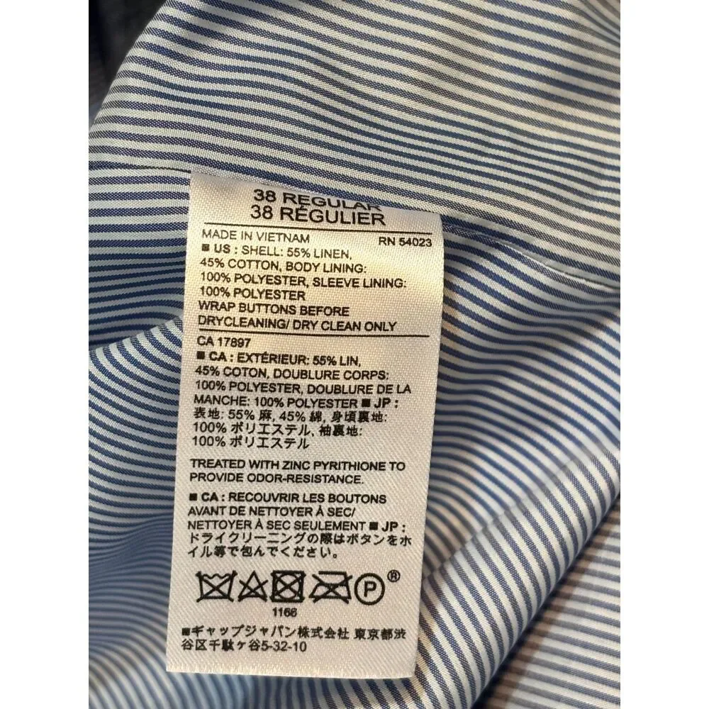 Banana Republic 38R Blue Linen Cotton Blend Blazer Standard Fit
